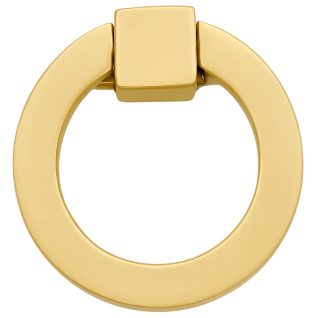 2 Inch Mission Style Solid Brass Drawer Ring Pull (Polished Brass)
