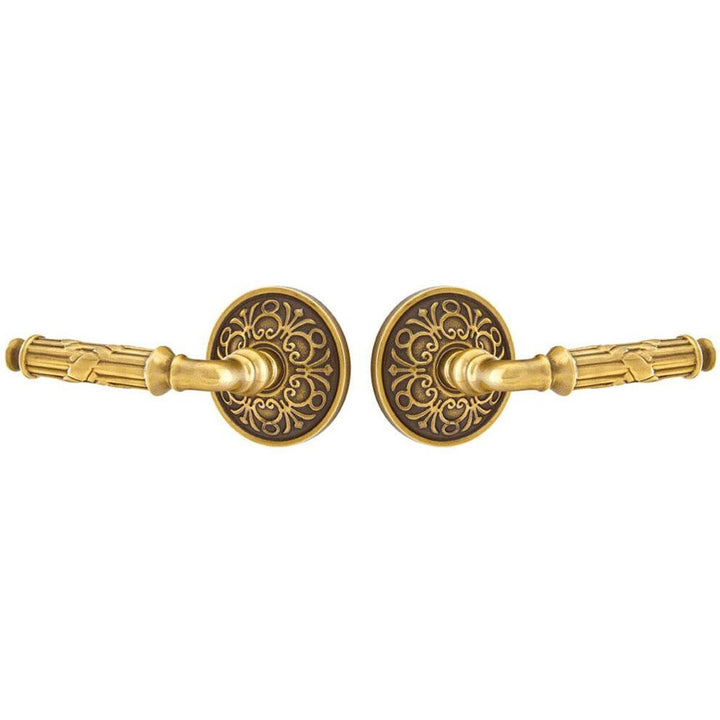 Solid Brass Ribbon & Reed Lever With Lancaster Rosette EMTEK