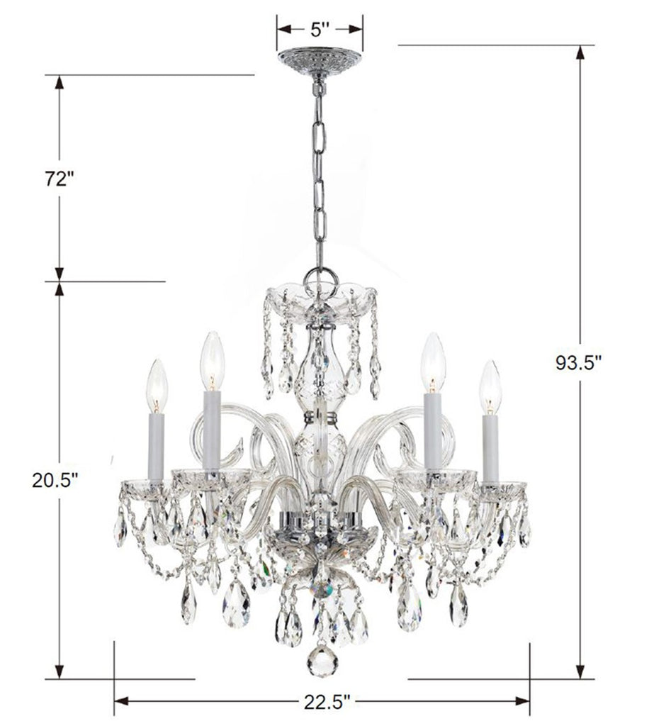 Crystorama Crystorama Traditional Crystal 5 Light Spectra Crystal Polished Chrome Chandelier