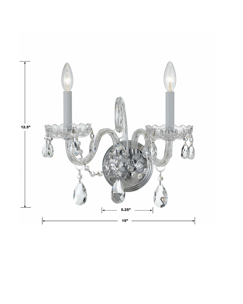 Crystorama Crystorama Traditional Crystal 2 Light Hand Cut Crystal Polished Chrome Sconce