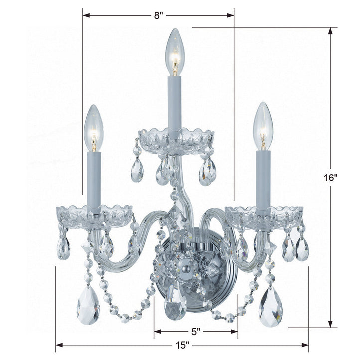 Crystorama Crystorama Traditional Crystal 3 Light Spectra Crystal Polished Chrome Sconce