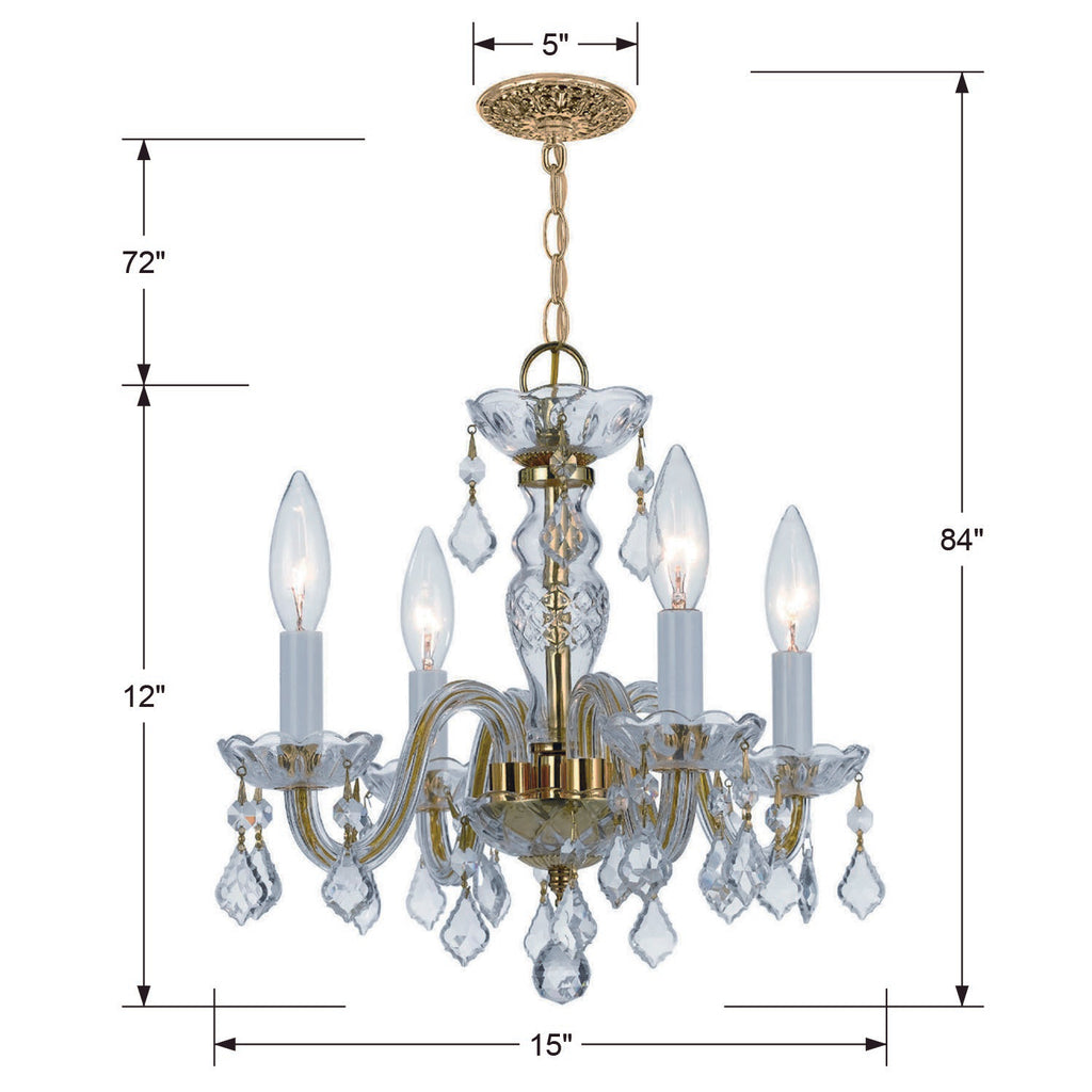 Crystorama Crystorama Traditional Crystal 4 Light Hand Cut Crystal Polished Brass Mini Chandelier