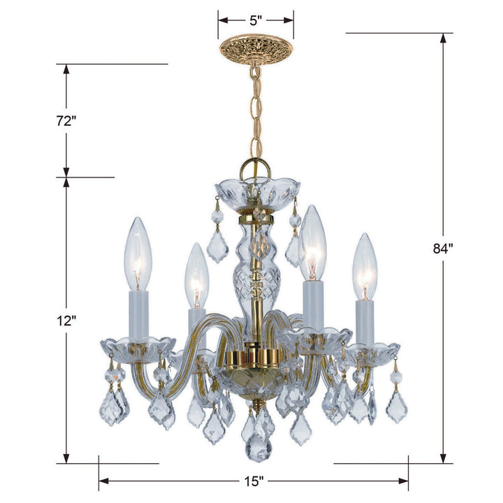 Crystorama Crystorama Traditional Crystal 4 Light Spectra Crystal Polished Brass Mini Chandelier