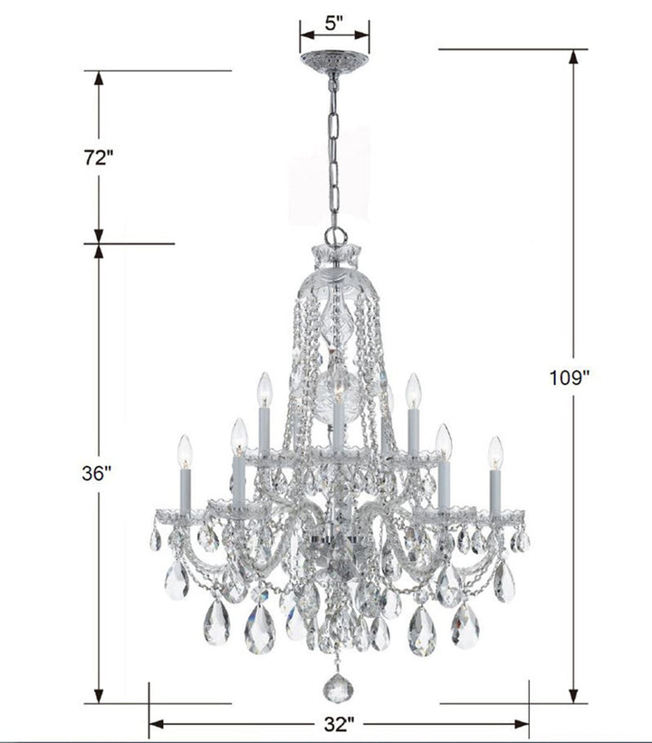 Crystorama Crystorama Traditional Crystal 10 Light Hand Cut Crystal Polished Chrome Chandelier