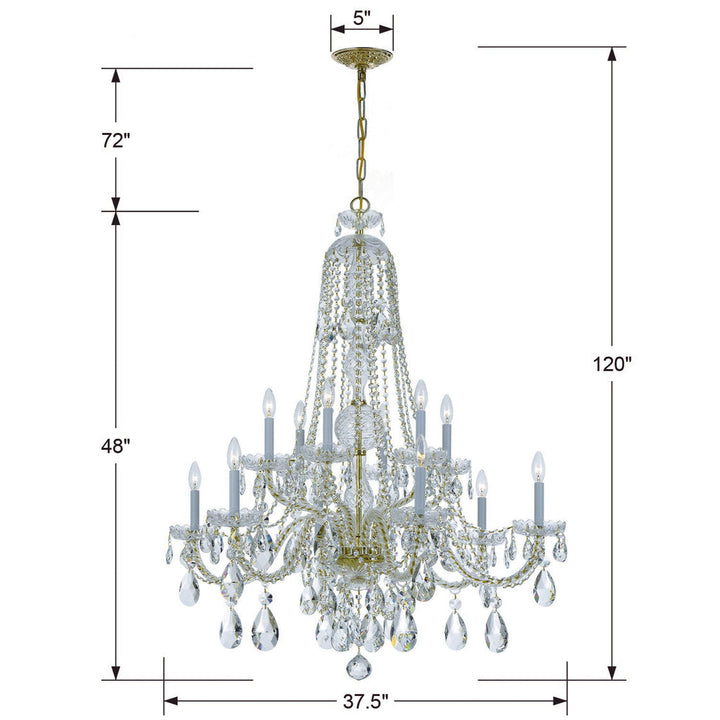 Crystorama Crystorama Traditional Crystal 12 Light Hand Cut Crystal Polished Brass Chandelier