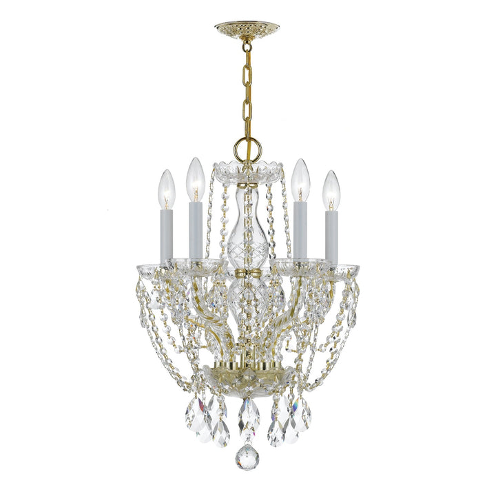 Crystorama Crystorama Traditional Crystal 5 Light Hand Cut Crystal Polished Brass Mini Chandelier