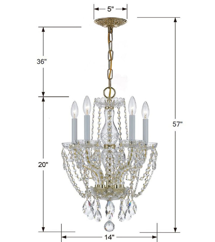 Crystorama Crystorama Traditional Crystal 5 Light Hand Cut Crystal Polished Brass Mini Chandelier