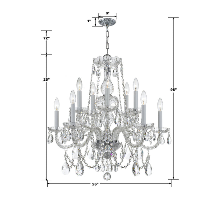 Crystorama Crystorama Traditional Crystal 10 Light Spectra Crystal Polished Chrome Chandelier