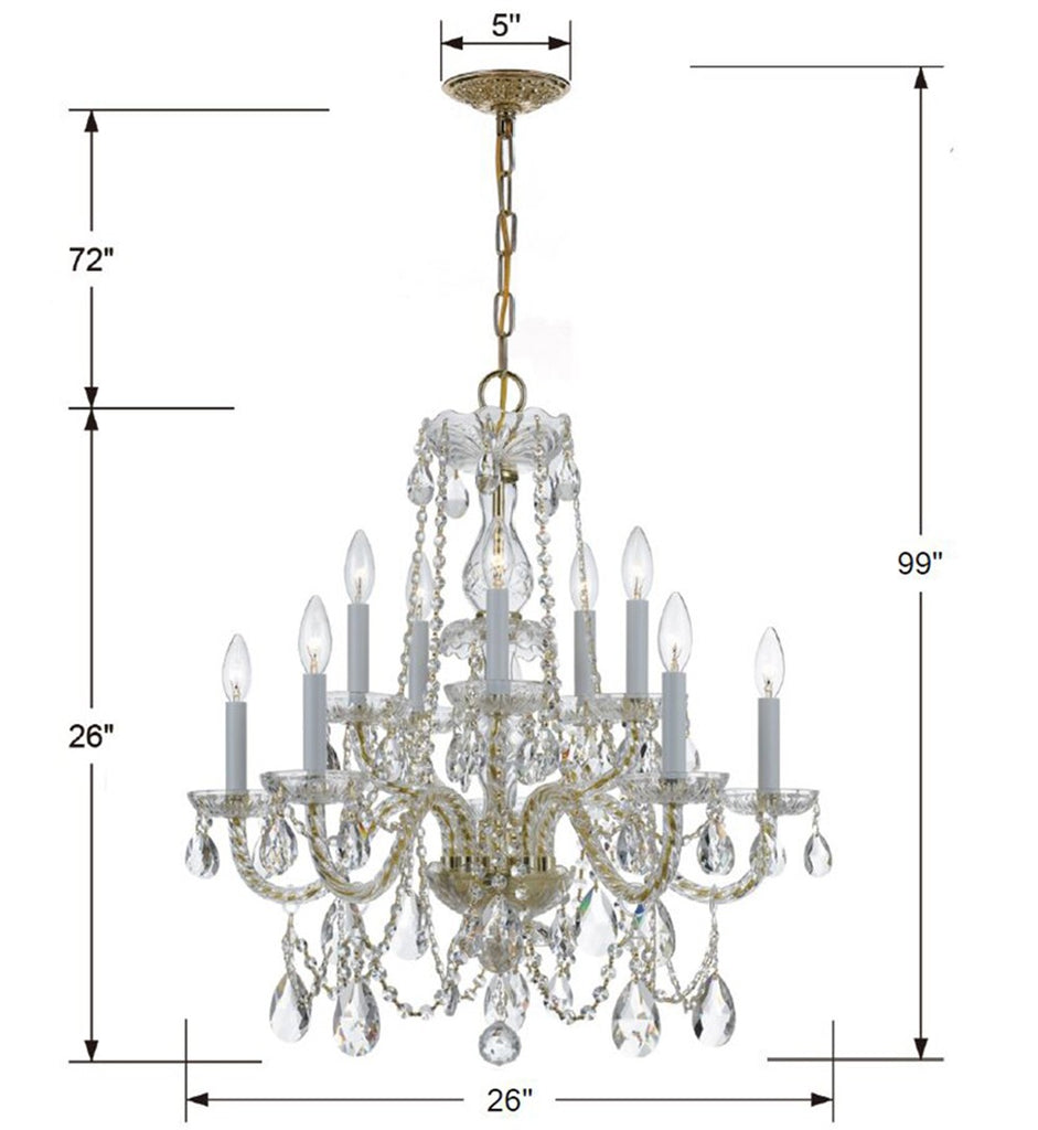 Crystorama Crystorama Traditional Crystal 10 Light Spectra Crystal Polished Brass Chandelier