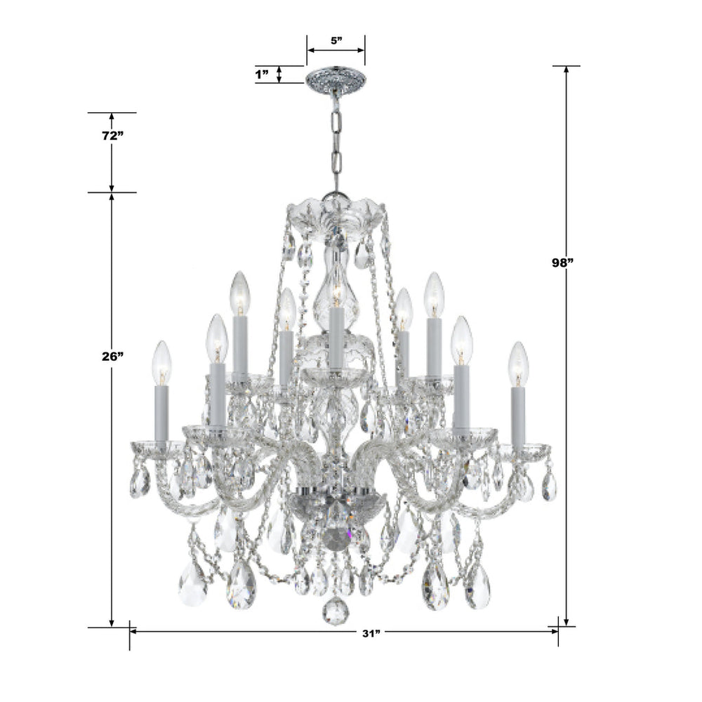 Crystorama Crystorama Traditional Crystal 12 Light Hand Cut Crystal Polished Chrome Chandelier