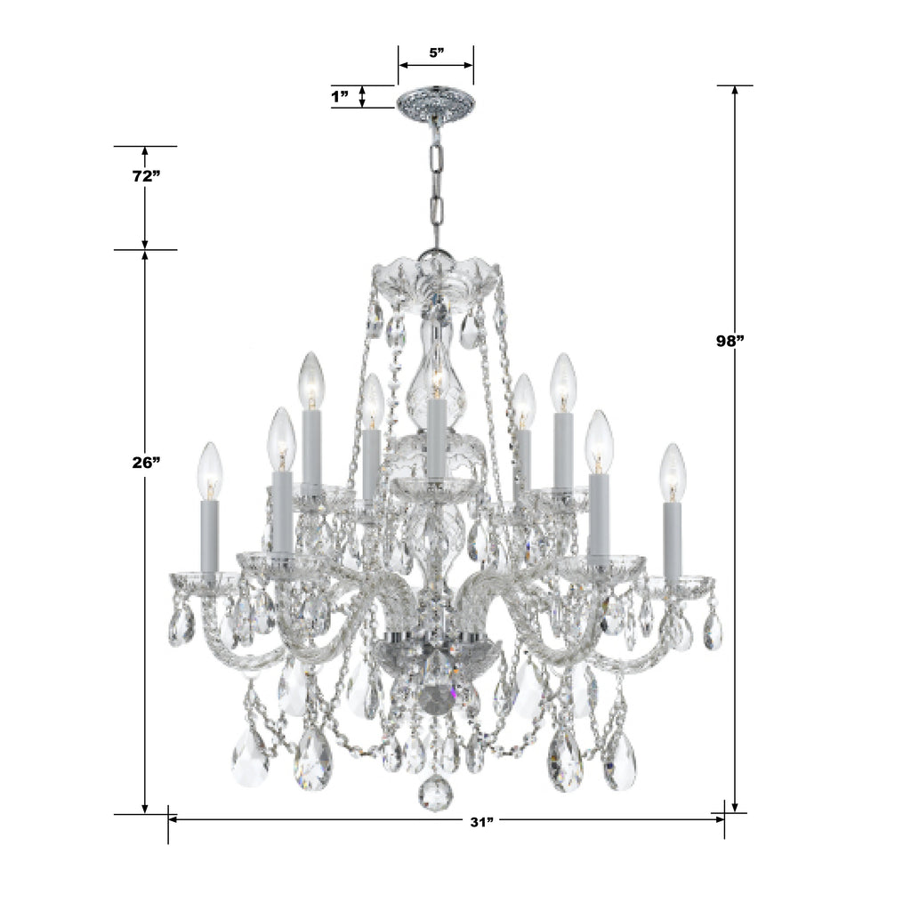 Crystorama Crystorama Traditional Crystal 12 Light Hand Cut Crystal Polished Chrome Chandelier