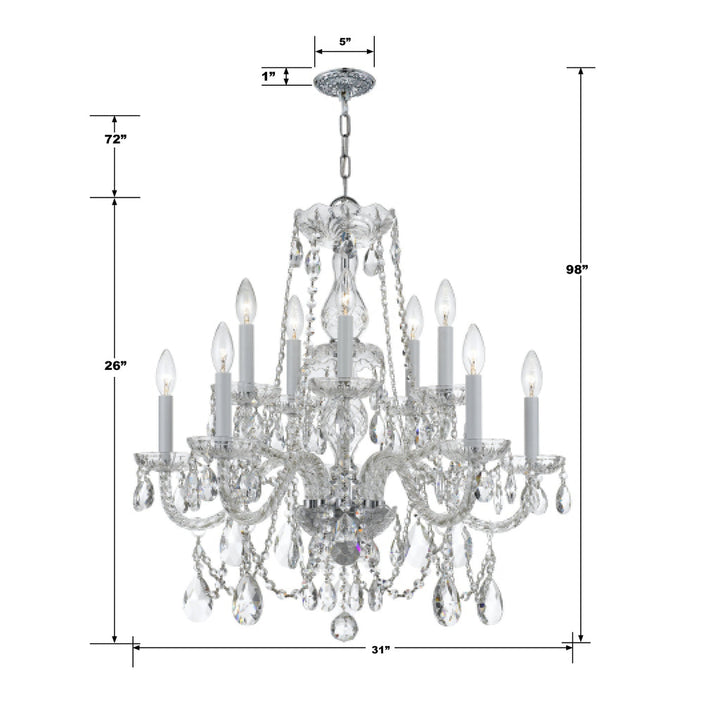 Crystorama Crystorama Traditional Crystal 12 Light Hand Cut Crystal Polished Chrome Chandelier