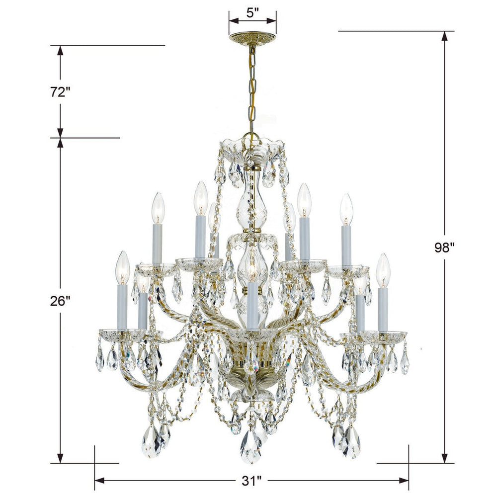 Crystorama Crystorama Traditional Crystal 12 Light Spectra Crystal Polished Brass Chandelier