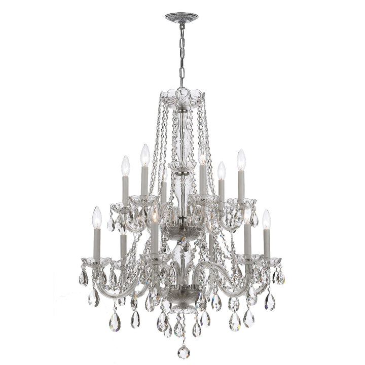 Crystorama Crystorama Traditional Crystal 12 Light Hand Cut Crystal Polished Chrome Chandelier