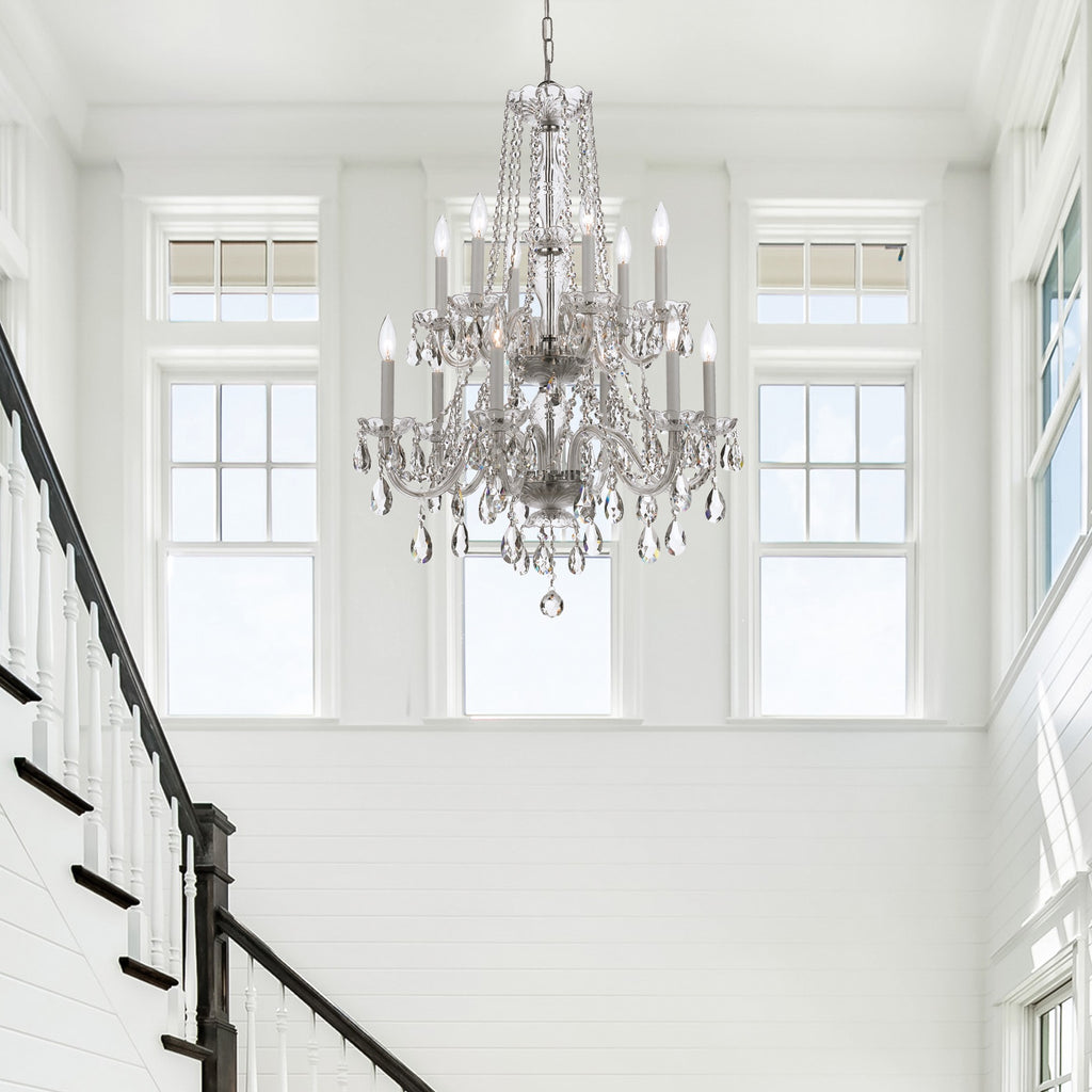 Crystorama Crystorama Traditional Crystal 12 Light Hand Cut Crystal Polished Chrome Chandelier