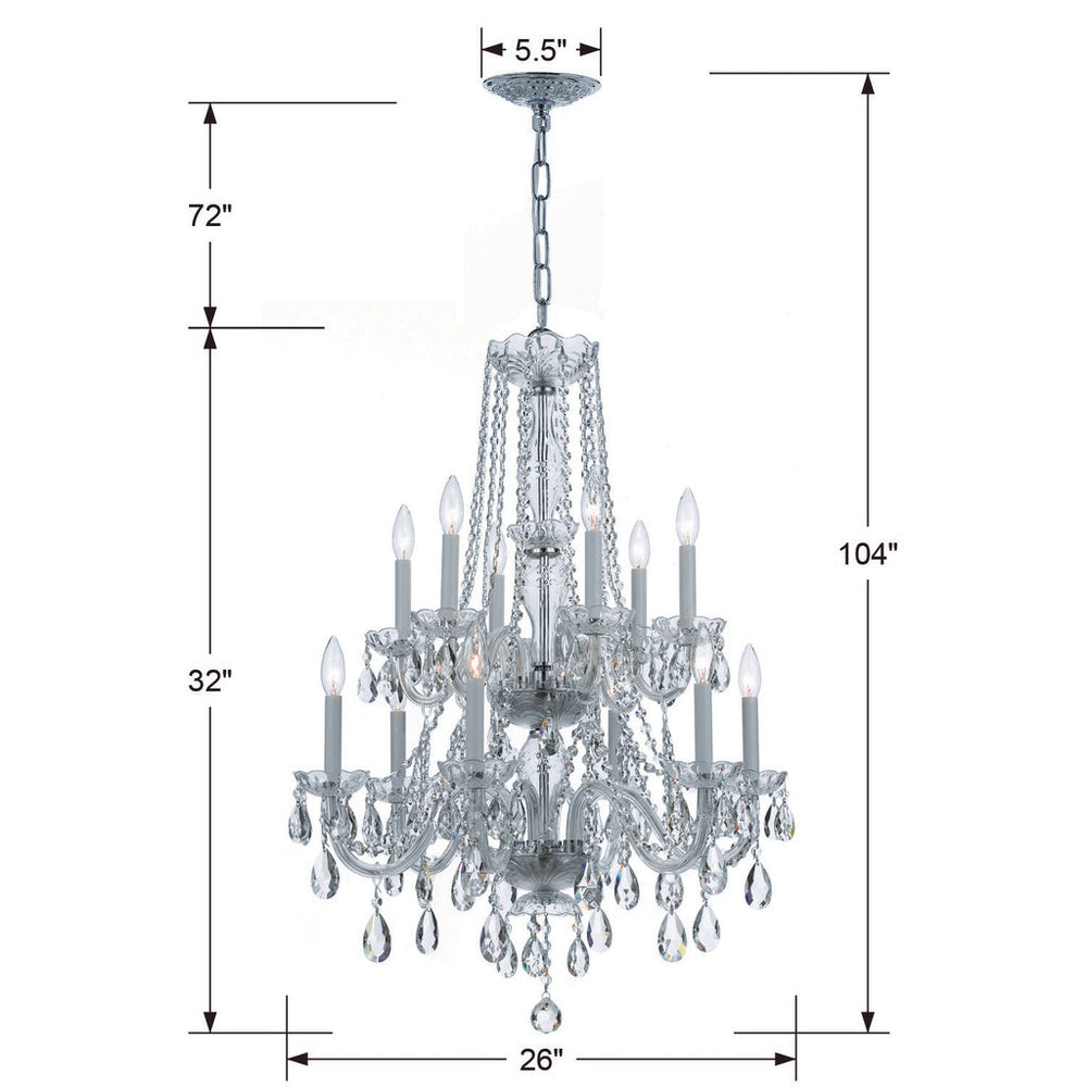 Crystorama Crystorama Traditional Crystal 12 Light Spectra Crystal Polished Chrome Chandelier