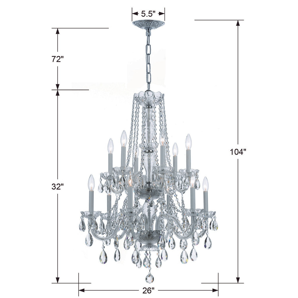 Crystorama Crystorama Traditional Crystal 12 Light Spectra Crystal Polished Chrome Chandelier