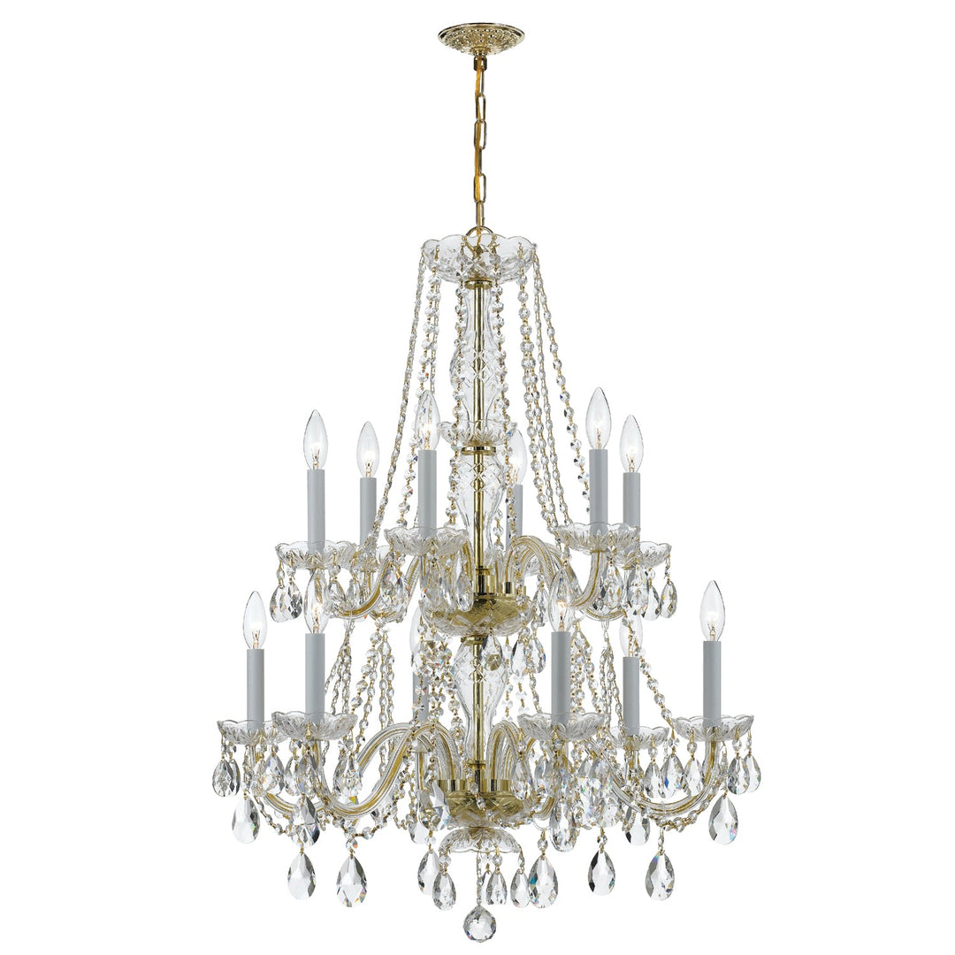 Crystorama Crystorama Traditional Crystal 12 Light Swarovski Strass Crystal Polished Brass Chandelier