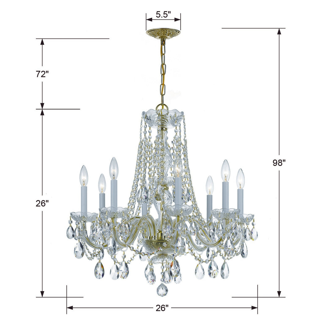 Crystorama Crystorama Traditional Crystal 8 Light Hand Cut Crystal Polished Brass Chandelier