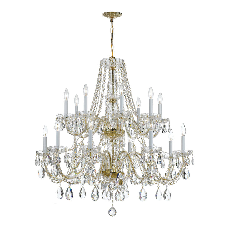 Crystorama Crystorama Traditional Crystal 16 Light Hand Cut Crystal Polished Brass Chandelier
