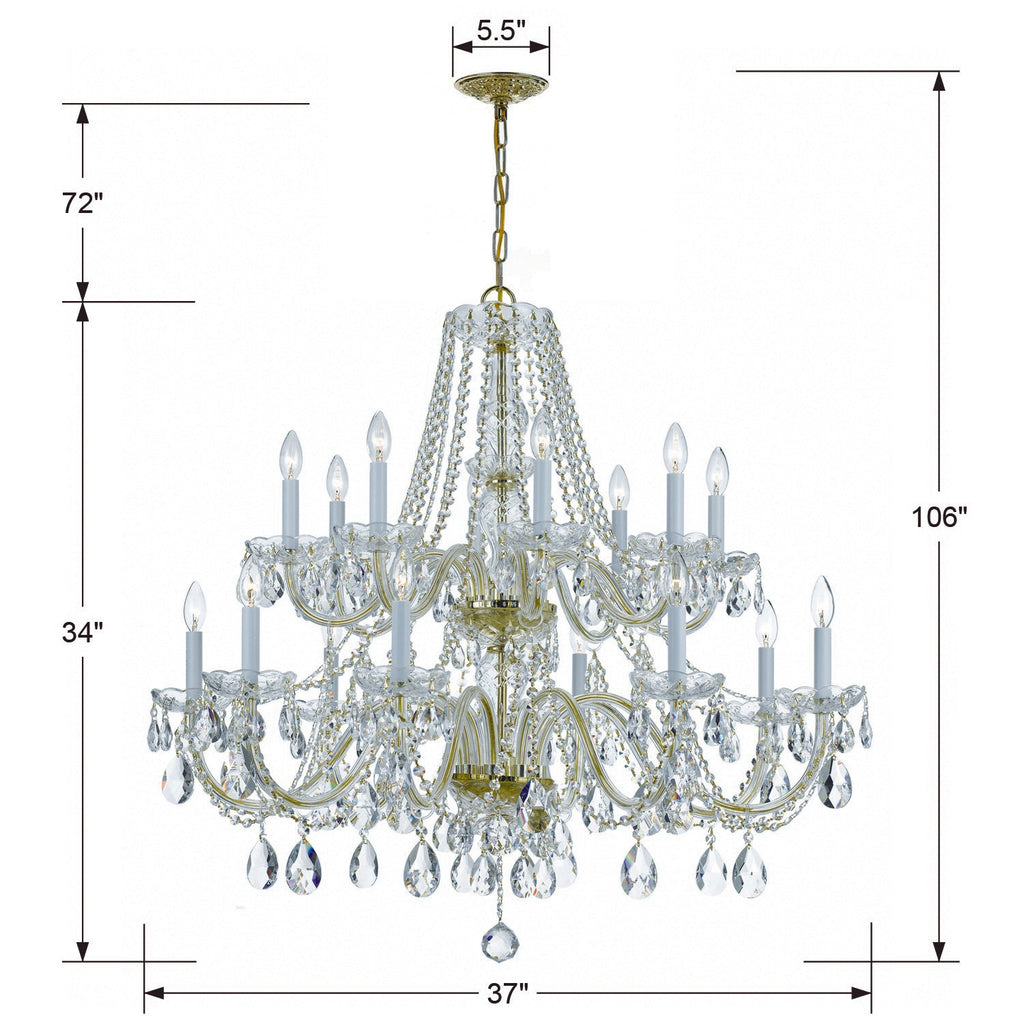 Crystorama Crystorama Traditional Crystal 16 Light Spectra Crystal Polished Brass Chandelier