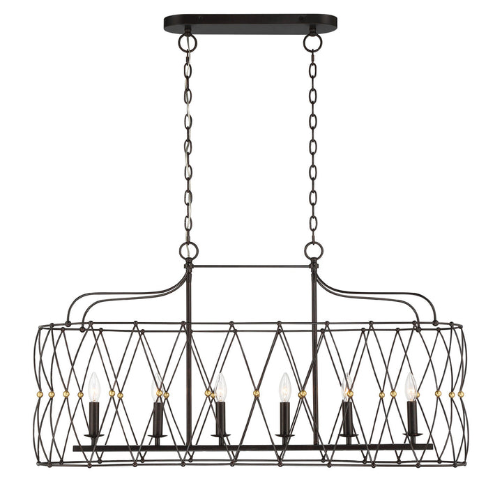 Crystorama Crystorama Zucca 6 Light English Bronze + Antique Gold Linear Chandelier