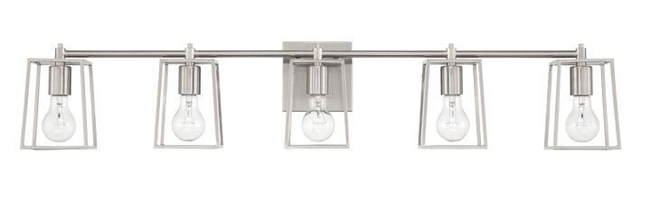 ##Antique Hardware## Dunn 5 Light Vanity in Brushed Polished Nickel