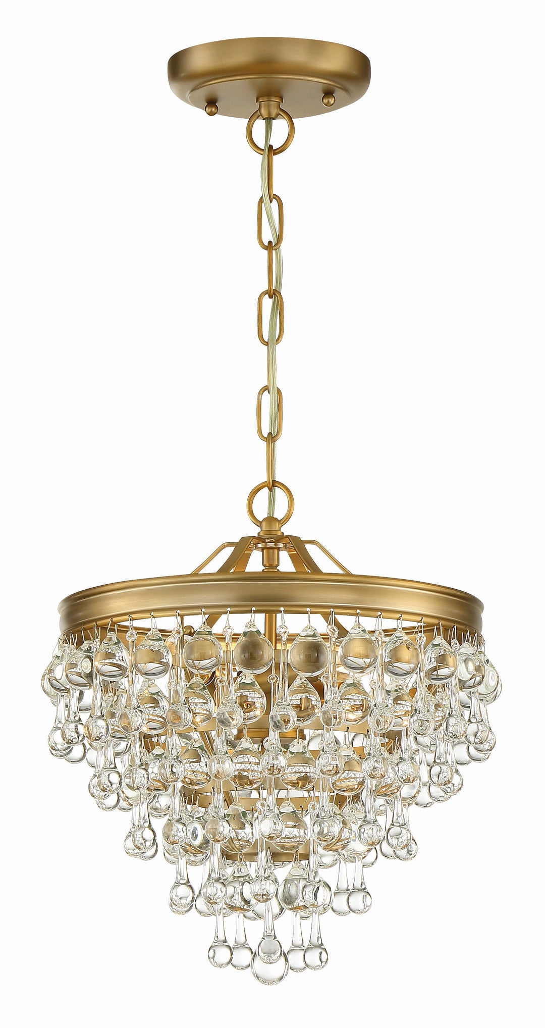 Crystorama Crystorama Calypso 3 Light Crystal Teardrop Vibrant Gold Mini Chandelier