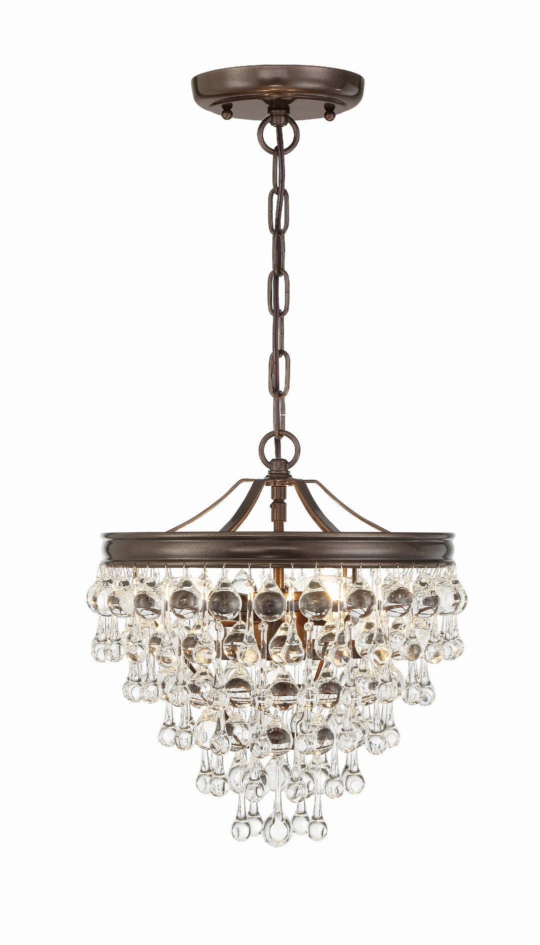 Crystorama Crystorama Calypso 3 Light Crystal Teardrop Vibrant Bronze Mini Chandelier