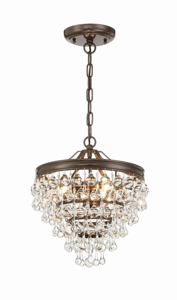 Crystorama Crystorama Calypso 3 Light Crystal Teardrop Vibrant Bronze Mini Chandelier