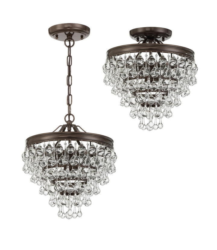Crystorama Crystorama Calypso 3 Light Crystal Teardrop Vibrant Bronze Mini Chandelier