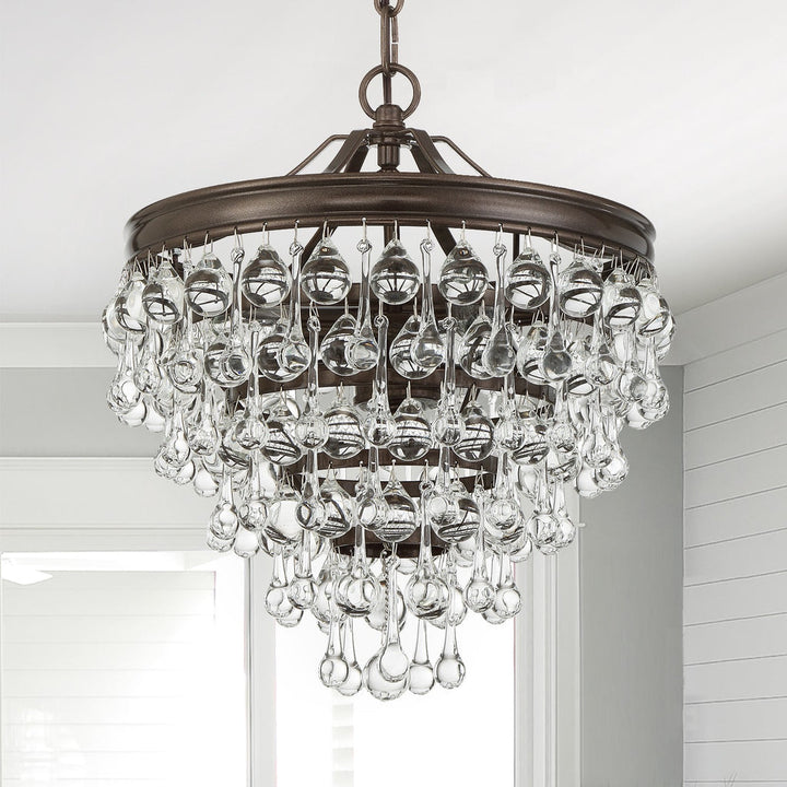 Crystorama Crystorama Calypso 3 Light Crystal Teardrop Vibrant Bronze Mini Chandelier