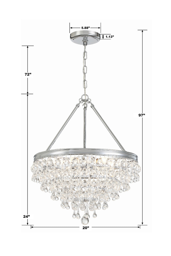 Crystorama Crystorama Calypso 6 Light Crystal Teardrop Polished Chrome Chandelier
