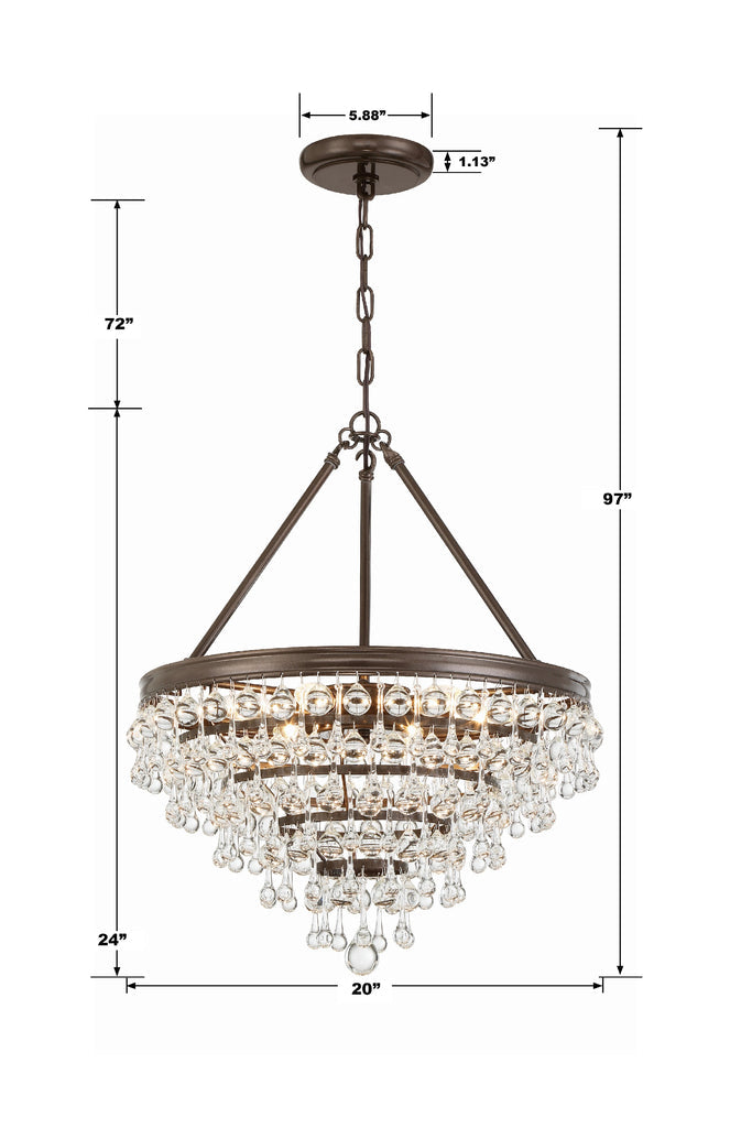Crystorama Crystorama Calypso 6 Light Crystal Teardrop Vibrant Bronze Chandelier