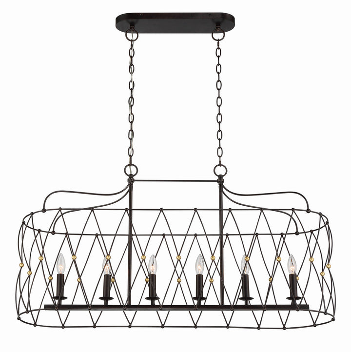 Crystorama Crystorama Zucca 6 Light English Bronze + Antique Gold Linear Chandelier