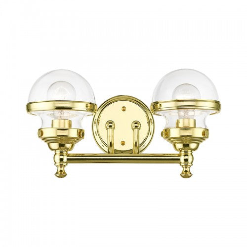 2 Light Polished Brass Vanity Sconce Livex