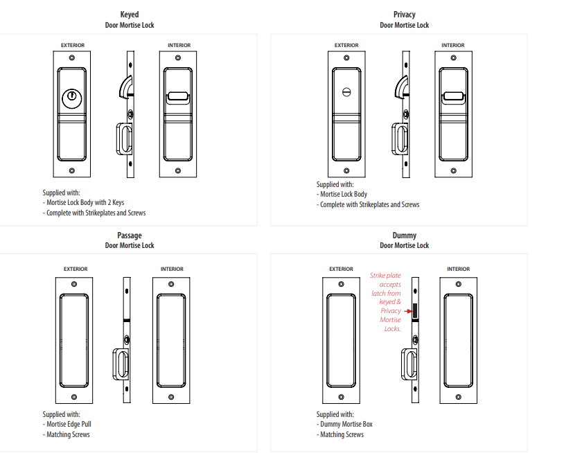 EMTEK Sandcast Rustic Modern Rectangular Keyed Privacy Pocket Door Mortise