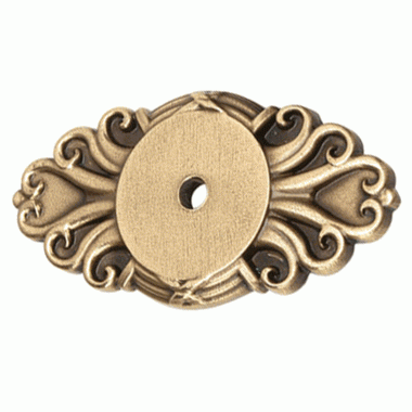 2 1/2 Inch Ribbon & Reed Back Plate For Cabinet Knob (Antique Brass Finish) EMTEK