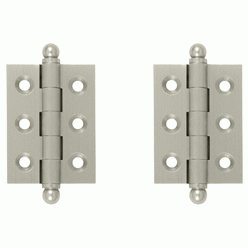 2 Inch x 1 1/2 Inch Solid Brass Cabinet Hinges (Brushed Nickel Finish) DELTANA