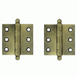 2 Inch x 2 Inch Solid Brass Cabinet Hinges (Antique Brass Finish) DELTANA