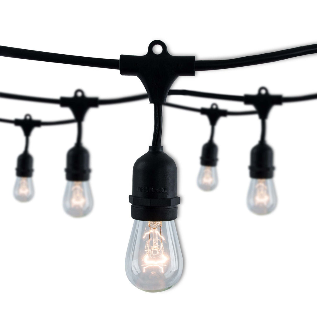 Bulbrite 14' STRING LIGHT 10 SOCKETS KIT BLACK W/11W S14 CLEAR 130V E26 LAMPS-2PK