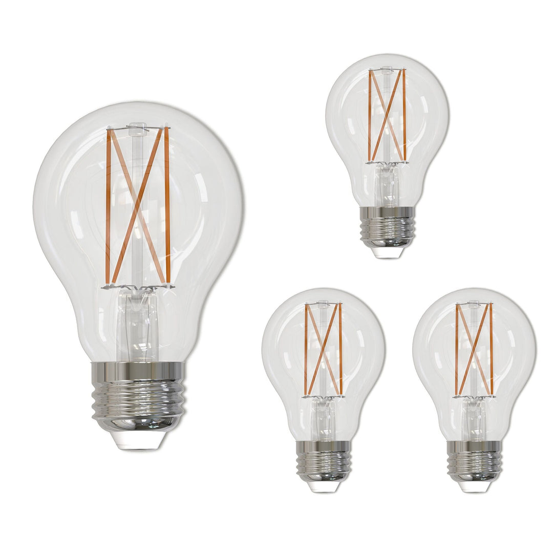 Bulbrite 9W LED A19 3000K FILAMENT CLEAR E26 FULLY COMPATIBLE DIMMING-4PK