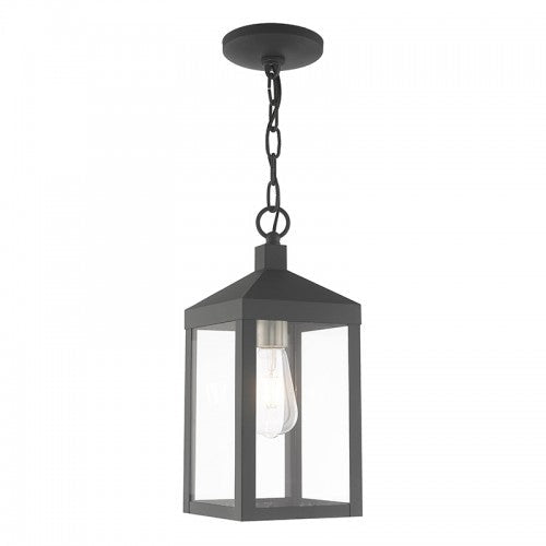 1 Light Scandinavian Gray Outdoor Pendant Lantern Livex