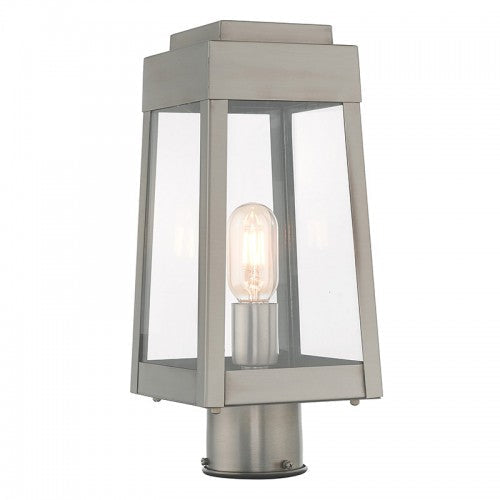 1 Light Brushed Nickel Outdoor Post Top Lantern Livex