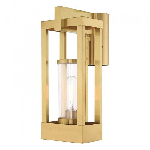 1 Light Satin Brass Outdoor Post Top Lantern Livex