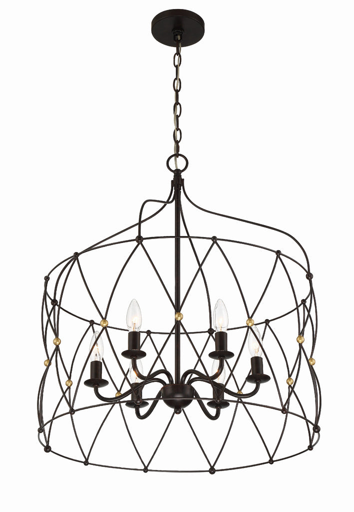 Crystorama Crystorama Zucca 6 Light English Bronze + Antique Gold Chandelier