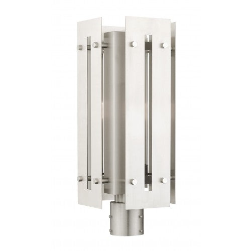 1 Light Brushed Nickel Outdoor Post Top Lantern Livex