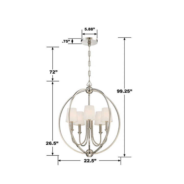 Crystorama Crystorama Libby Langdon Sylvan 5 Light Polished Nickel Chandelier