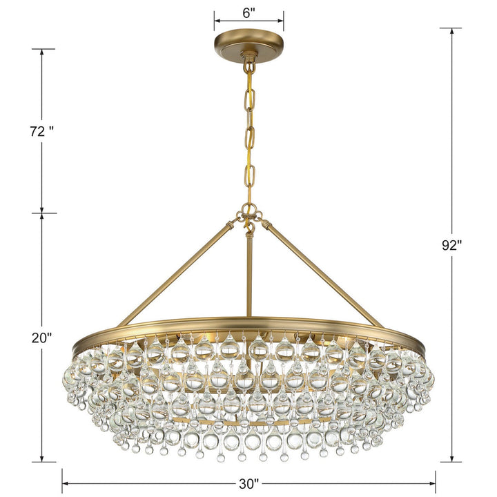 Crystorama Crystorama Calypso 6 Light Crystal Teardrop Vibrant Gold Chandelier