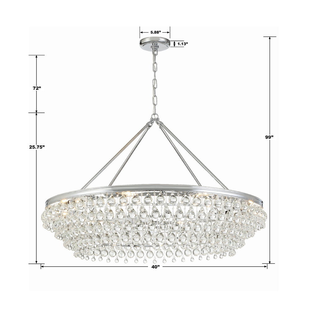 Crystorama Crystorama Calypso 8 Light Crystal Teardrop Polished Chrome Chandelier